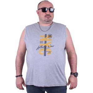Büyük Beden Erkek Baskili Kolsuz Tişört Nyc 23140 Gri Melanj