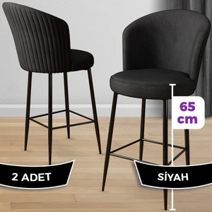 Concept Alte Serisi Mutfak  Bar Sandalyesi  Babyface Kumaş Siyah Metal Ayak 2 Adet Sandalye