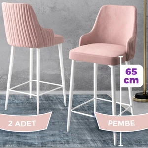 Concept Tera Serisi, Mutfak Bar Sandalyesi,  Babyface Kumaş, Beyaz Metal Ayak, 2 Adet Sandalye