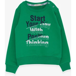 Erkek Çocuk Sweatshirt Yazı Baskılı 2-6 Yaş, Yeşil