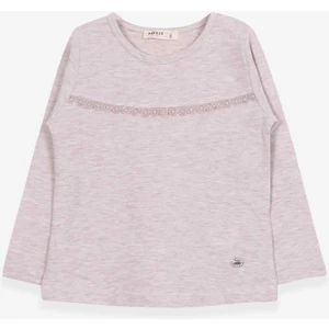 Kız Çocuk Uzun Kollu Tişört Güpürlü 2-6 Yaş, Bej Melanj