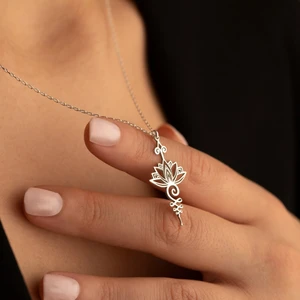 Dkmn Silver Unalome Lotus Gümüş Kolye, Kadın Gümüş Kolye