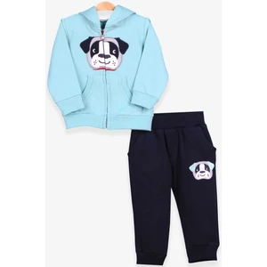 Erkek Çocuk Eşofman Takımı Köpek Nakışlı 1-4 Yaş, Mint Yeşili