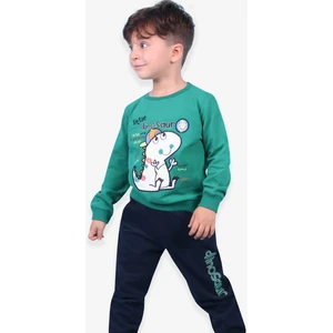Erkek Çocuk Eşofman Takımı Minik Dinozor Nakışlı 1-4 Yaş, Yeşil