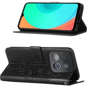 Smart 7 Için Kelebek Pu Deri Çevirmeli Cüzdan Stand Telefon Kılıfı - Siyah (Yurt Dışından)