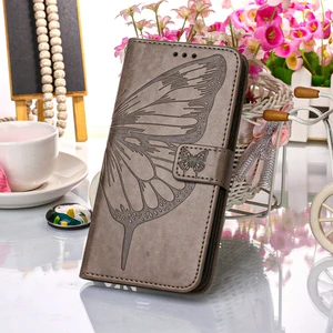 Camon 17 Pro Için Kelebek Pu Deri Çevirmeli Cüzdan Stand Telefon Kılıfı - Gri (Yurt Dışından)