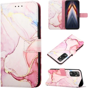 Pova 4 Için Mermer Desenli Pu Deri Cüzdan Telefon Kılıfı - Rose Gold (Yurt Dışından)