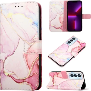Camon 18 / Camon 18 P Için Mermer Desenli Pu Deri Cüzdan Telefon Kılıfı - Rose Gold (Yurt Dışından)
