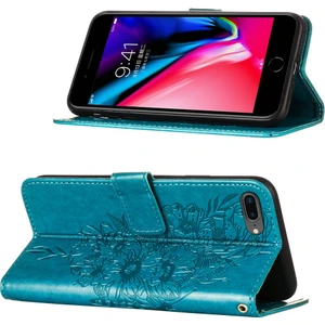 iPhone 8 Plus/ 7 Plus/ 6s Plus/ 6 Plus Için Kelebek Pu Deri Çevirmeli Cüzdan Stand Telefon Kılıfı - Mavi (Yurt Dışından)