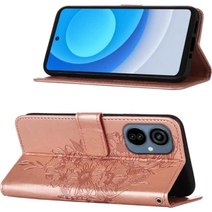 Camon 19 Neo Için Kelebek Pu Deri Çevirmeli Cüzdan Stand Telefon Kılıfı - Rose Gold (Yurt Dışından)