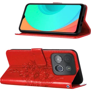 Smart 7 Için Kelebek Pu Deri Çevirmeli Cüzdan Stand Telefon Kılıfı - Kırmızı (Yurt Dışından)