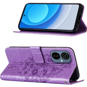 Camon 19 Neo Için Kelebek Pu Deri Çevirmeli Cüzdan Stand Telefon Kılıfı - Açık Mor (Yurt Dışından)