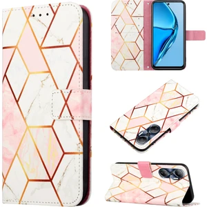 Hot 20 4g Için Mermer Desenli Pu Deri Cüzdan Telefon Kılıfı - Pembe / Beyaz (Yurt Dışından)