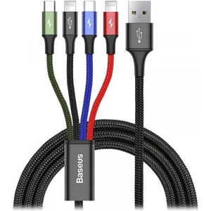 Super Şarj Çoklu Şarj Kablosu 4in1 120CM Type-C Micro 2x Iphone Şarj Kablosu Akım Korumalı