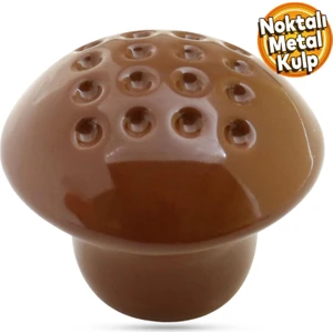 Noktalı Mantar Düğme Kulp Çekmece Bebek Çocuk Genç Odası Dolap Kapak Kulpu Kulbu Kahverengi Metal Kulp