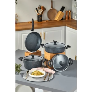Master Cook 4'lü 7 Parça Granit Tencere Seti Uzay Grisi