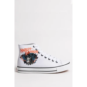 Harley Davidson Kadın Beyaz Keten Spor Ayakkabı