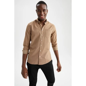 Slim Fit Polo Yaka Dokulu Uzun Kollu Pamuklu Gömlek S6109AZ22SP