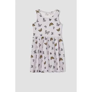 Kız Çocuk Regular Fit Kelebek Desenli Kolsuz Pamuklu Penye Yazlık Elbise T2575A622SM