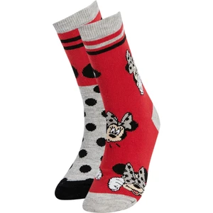 Kız Çocuk Disney Mickey & Minnie Pamuklu 2'li Uzun Çorap R9712A6NS
