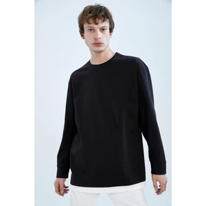 Oversize Fit Bisiklet Yaka Uzun Kollu İçi Yumuşak Tüylü Sweatshirt W4690AZ22AU