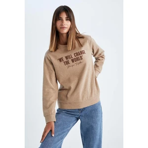 Regular Fit Bisiklet Yaka Slogan Baskılı Sweatshirt Y5854AZ22AU