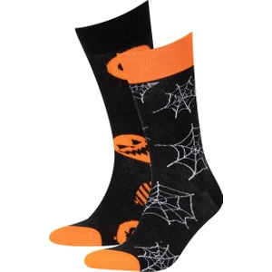 Erkek Pamuklu Halloween Temalı 2'li Uzun Çorap Z2668AZNS