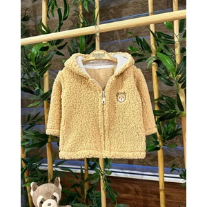Peluş Polar Bebek Kapşonlu Fermuarlı Hırka Wellsoft Kahverengi