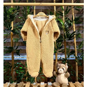 Renkli Puset Peluş Polar Bebek Tulum Wellsoft Ayı Kahverengi