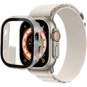 Case 4U Apple Watch Seri 1/2/3/4/5/6/7/8/SE/Ultra 38mm 40mm 41mm 42mm 44mm 45mm 49mm Kasa ve Ekran Koruyucu 360 Koruma Gard 01 Şeffaf