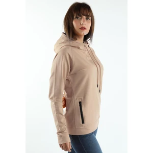 Kadın Kapüşonlu Sweatshirt Bej