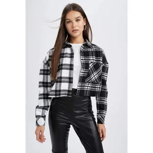 Coool Oversize Fit Gömlek Yaka Kareli Uzun Kollu Gömlek V1341AZ22AU