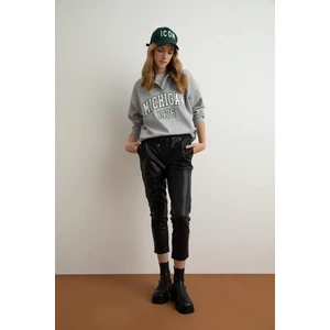 Jogger Cepli Yüksek Bel Suni Deri Pantolon V8072AZ22WN