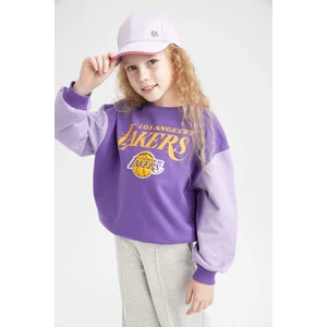 Kız Çocuk NBA Los Angeles Lakers Bisiklet Yaka İçi Yumuşak Tüylü Sweatshirt Y4809A622AU
