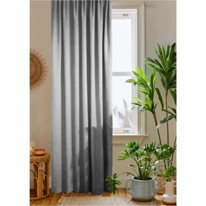 Home Color Home Açık Gri Petek Kadife Dokulu Fon Perde Düz Dikişli Ekstrafor Büzgü