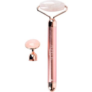 Aurelia 2 Replaceable Head Beauty Bar - Çift Başlıklı & Titreşimli Gua Sha Masaj Taşı - Pembe Kuvars