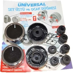 Universal Ankastre / Ocak Düğme Seti Siyah Inox