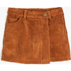 Şort Etek Fitilli Kadife Cepli