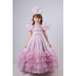 Mialora Exclusive Özel Tasarım Kız Çocuk Abiye Elbise, Gelinlik, Taç Aksesuarlı Kız Çocuk Elbise10