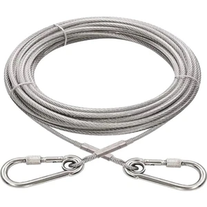 mm 5 Metre + 2 Vidalı Karabina Köpek Bahçe Bağlama Halatı Şefaf Renk (90 Kg)