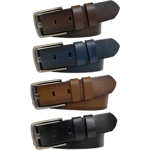 Deri, Efsane Füme Geniş Dilli; 4'lü Set Kemer 4 cm