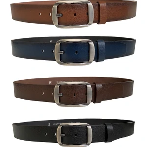 Deri, Efsane Füme Oval Tokalı; 4'lü Set Kemer 4 cm