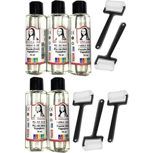 Puzzle Yapıştırıcı 70 ml 5 Adet ve Silindir Sünger Fırça 5 Adet Monalisa Pazıl Yapıştırıcısı