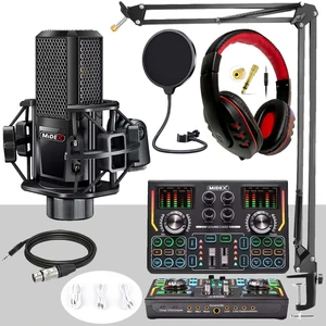 MX-2020 Titanium Set Efektli Ses Kartı Mikrofon Kulaklık Stand Kayıt Canlı Yayın (Pc ve Telefon)