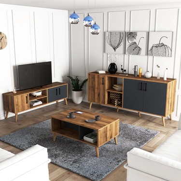 Mezza Set 1580-2070-1620 Exxen (Ahşap Ayaklı) Tv Ünitesi Fiyatı