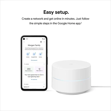 Google Wifi - AC1200 - Mesh Wifi Sistemi - Wifi Yönlendirici - 4500M2 Metrekare Kapsama Alanı -