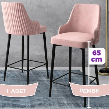 Canisa Concept Tera Serisi, Mutfak Bar Sandalyesi,  Babyface Kumaş, Siyah Metal Ayak 1 Adet