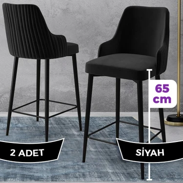 Canisa Concept Tera Serisi, Mutfak Bar Sandalyesi,  Babyface Kumaş, Siyah Metal Ayak 2 Adet