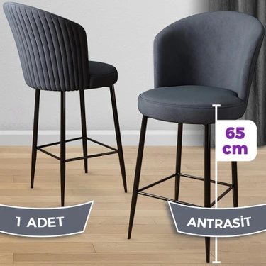 Canisa Concept Alte Serisi Mutfak  Bar Sandalyesi  Babyface Kumaş Siyah Metal Ayak 1 Adet