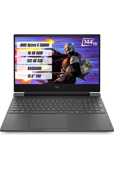 Hp Victus Gaming Laptop 15-FB0015NT Amd Ryzen 5 5600H 16 GB 512GB SSD RX6500M Freedos 15.6" FHD 144 Hz Taşınabilir Bilgisayar 7J3T4EA